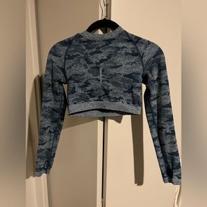 Blue Camo Workout Top